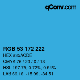 Color code: RGB 53 172 222 | qconv.com