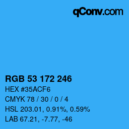 Color code: RGB 53 172 246 | qconv.com