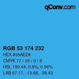 Color code: RGB 53 174 232 | qconv.com