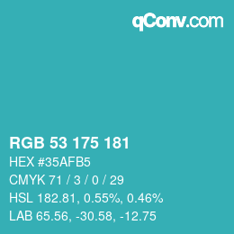 カラーコード: RGB 53 175 181 | qconv.com