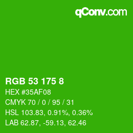 カラーコード: RGB 53 175 8 | qconv.com