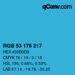 颜色代码: RGB 53 176 217 | qconv.com