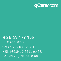 Código de color: RGB 53 177 156 | qconv.com