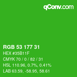 Color code: RGB 53 177 31 | qconv.com