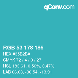 Color code: RGB 53 178 186 | qconv.com