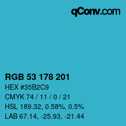 Color code: RGB 53 178 201 | qconv.com