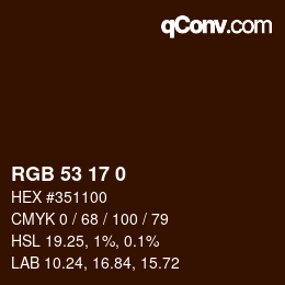 カラーコード: RGB 53 17 0 | qconv.com