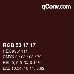 Color code: RGB 53 17 17 | qconv.com