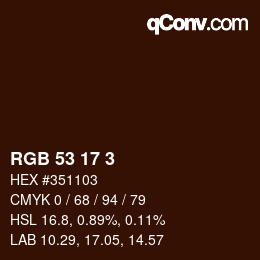 Color code: RGB 53 17 3 | qconv.com