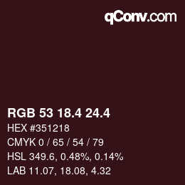 カラーコード: RGB 53 18.4 24.4 | qconv.com