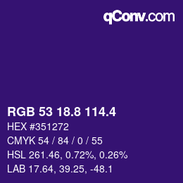 カラーコード: RGB 53 18.8 114.4 | qconv.com