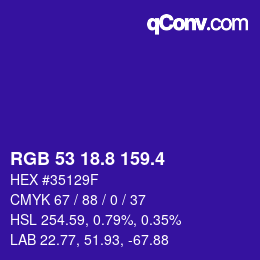 カラーコード: RGB 53 18.8 159.4 | qconv.com