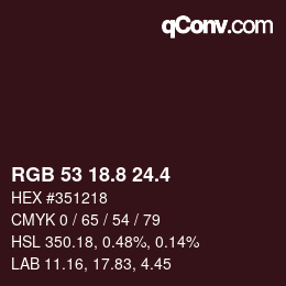 カラーコード: RGB 53 18.8 24.4 | qconv.com