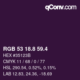 カラーコード: RGB 53 18.8 59.4 | qconv.com