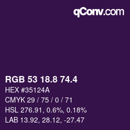カラーコード: RGB 53 18.8 74.4 | qconv.com