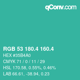 カラーコード: RGB 53 180.4 160.4 | qconv.com