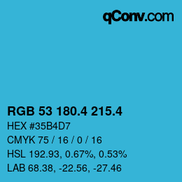 カラーコード: RGB 53 180.4 215.4 | qconv.com
