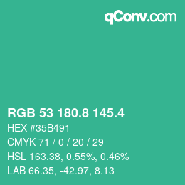 カラーコード: RGB 53 180.8 145.4 | qconv.com