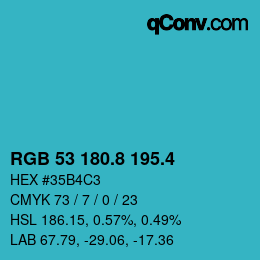 カラーコード: RGB 53 180.8 195.4 | qconv.com