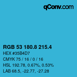 カラーコード: RGB 53 180.8 215.4 | qconv.com