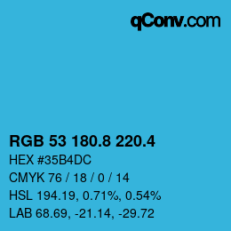 カラーコード: RGB 53 180.8 220.4 | qconv.com