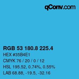 カラーコード: RGB 53 180.8 225.4 | qconv.com