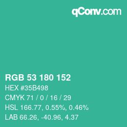 Color code: RGB 53 180 152 | qconv.com
