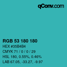 Color code: RGB 53 180 180 | qconv.com