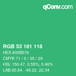 Color code: RGB 53 181 118 | qconv.com