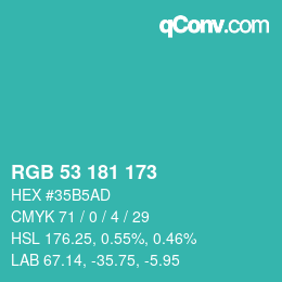 Color code: RGB 53 181 173 | qconv.com