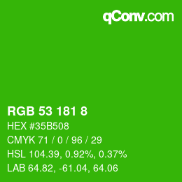 颜色代码: RGB 53 181 8 | qconv.com
