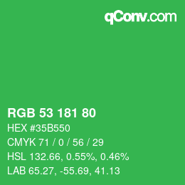 Color code: RGB 53 181 80 | qconv.com