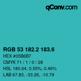 カラーコード: RGB 53 182.2 183.6 | qconv.com