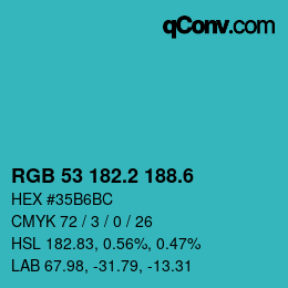 カラーコード: RGB 53 182.2 188.6 | qconv.com