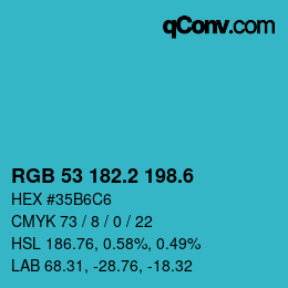 カラーコード: RGB 53 182.2 198.6 | qconv.com