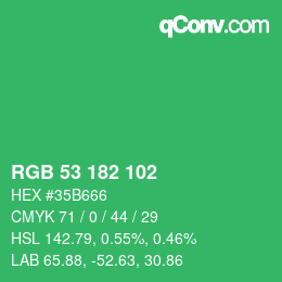 Farbcode: RGB 53 182 102 | qconv.com