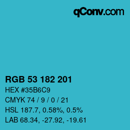 Color code: RGB 53 182 201 | qconv.com