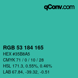 颜色代码: RGB 53 184 165 | qconv.com