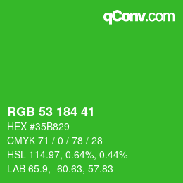 Color code: RGB 53 184 41 | qconv.com