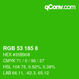 カラーコード: RGB 53 185 8 | qconv.com