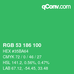カラーコード: RGB 53 186 100 | qconv.com