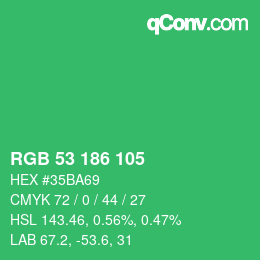 カラーコード: RGB 53 186 105 | qconv.com