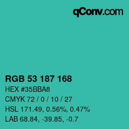 Código de color: RGB 53 187 168 | qconv.com