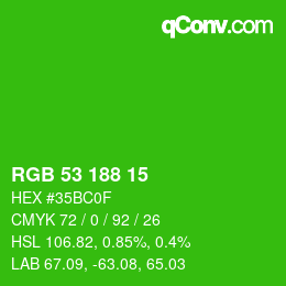 Color code: RGB 53 188 15 | qconv.com