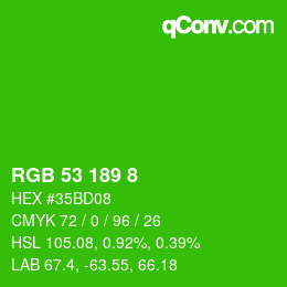 Color code: RGB 53 189 8 | qconv.com