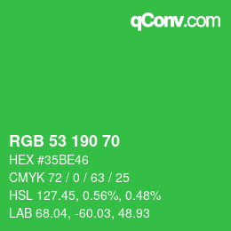 Farbcode: RGB 53 190 70 | qconv.com