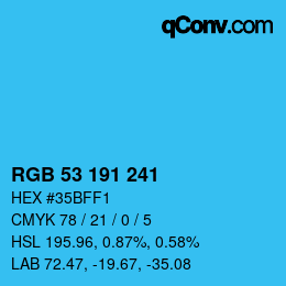 Color code: RGB 53 191 241 | qconv.com