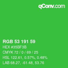 カラーコード: RGB 53 191 59 | qconv.com