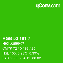 Color code: RGB 53 191 7 | qconv.com