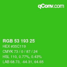 Color code: RGB 53 193 25 | qconv.com